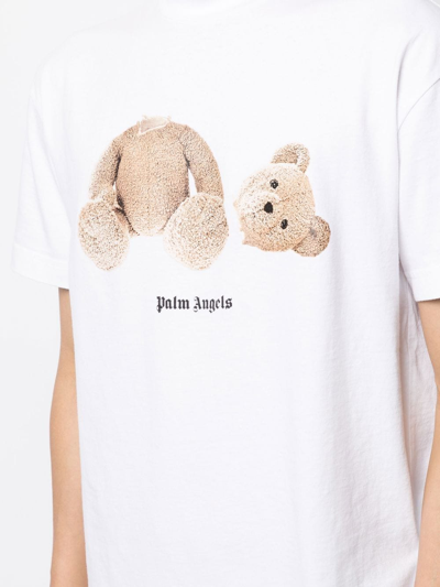 Palm Angels Teddy Bear Logo-print T-shirt In Weiss