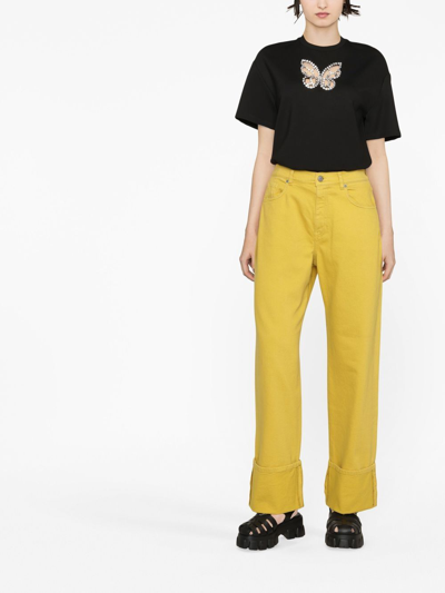 Shop P.a.r.o.s.h Straight-leg Trousers In Yellow