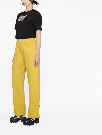 Shop P.a.r.o.s.h Straight-leg Trousers In Yellow