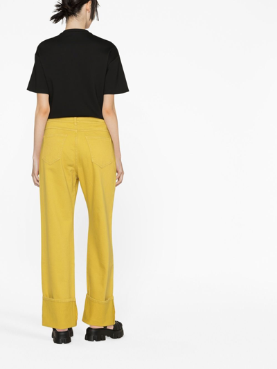 Shop P.a.r.o.s.h Straight-leg Trousers In Yellow