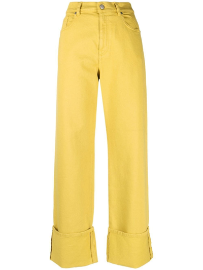 Shop P.a.r.o.s.h Straight-leg Trousers In Yellow