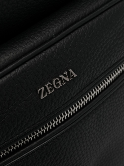 Zegna Logo-plaque Leather Backpack In Black