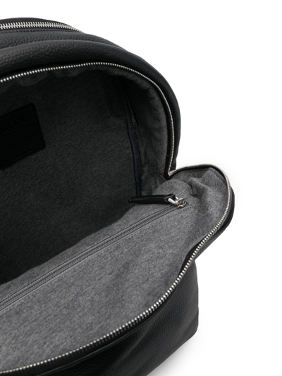 Zegna Logo-plaque Leather Backpack In Black