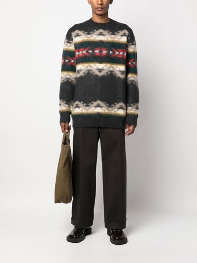 Shop Junya Watanabe Intarsia-knit Oversize Jumper In Grau