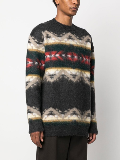 Shop Junya Watanabe Intarsia-knit Oversize Jumper In Grau
