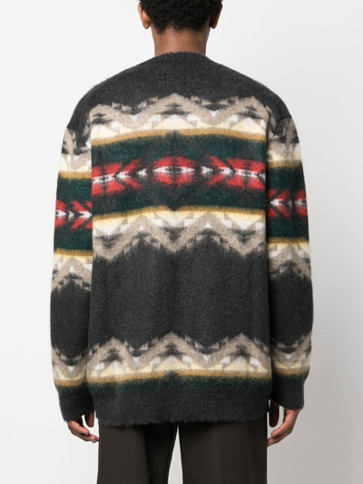 Shop Junya Watanabe Intarsia-knit Oversize Jumper In Grau