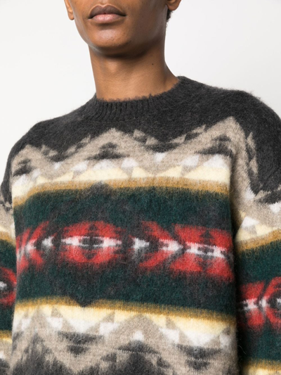 Shop Junya Watanabe Intarsia-knit Oversize Jumper In Grau