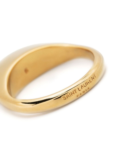 Shop Saint Laurent Logo-engraved Signet Ring In Gold