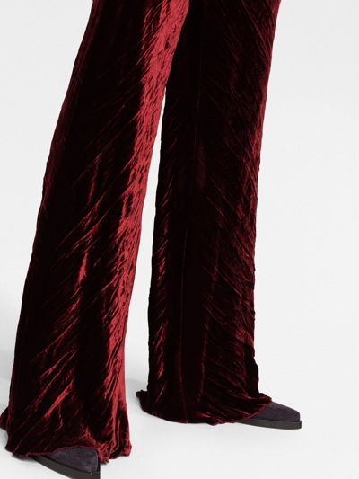 Shop Etro Froissé Flared Velvet Trousers In Rot
