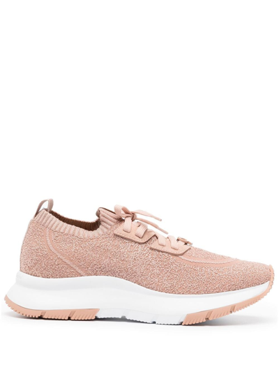Shop Gianvito Rossi Glover Stretch-bouclé Sneakers In Pink