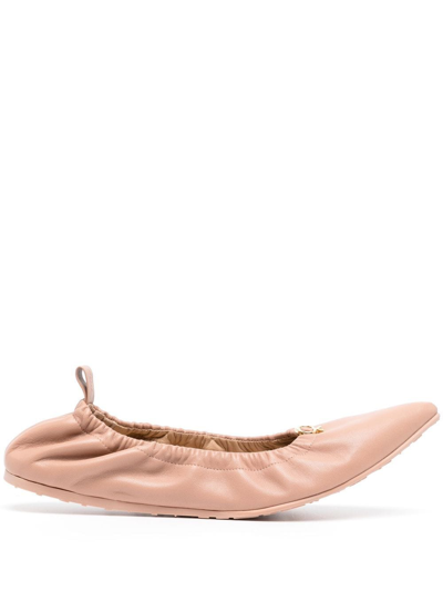 Shop Gianvito Rossi Alina Leather Ballerina Shoes In Pink