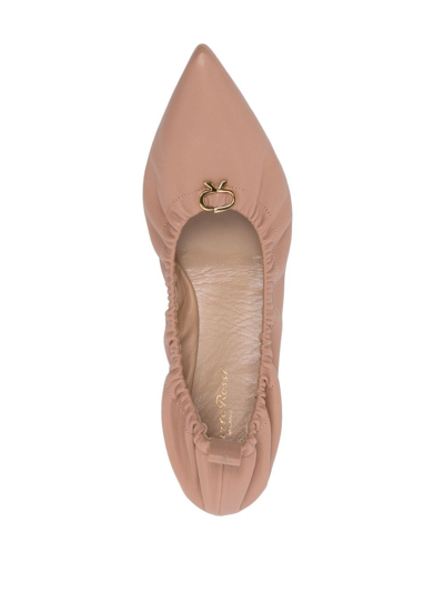 Shop Gianvito Rossi Alina Leather Ballerina Shoes In Pink