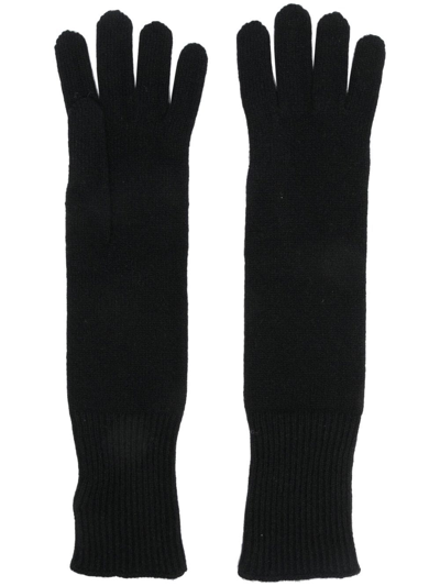 Shop Malo Fine-knit Cashmere Gloves In Schwarz
