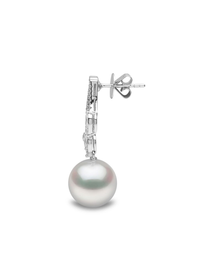 Shop Yoko London 18kt White Gold Starlight South Sea Pearl And Diamond Earrings In Silver