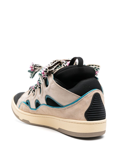Shop Lanvin Curb Lace-up Sneakers In Nude