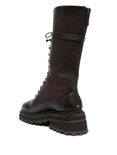 Shop Marsèll Knee-length Lace-up Boots In Brown