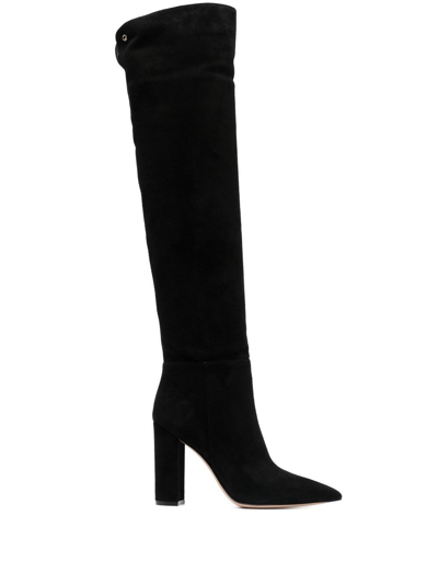 Shop Gianvito Rossi Piper Suede Thigh-high Boots In Schwarz
