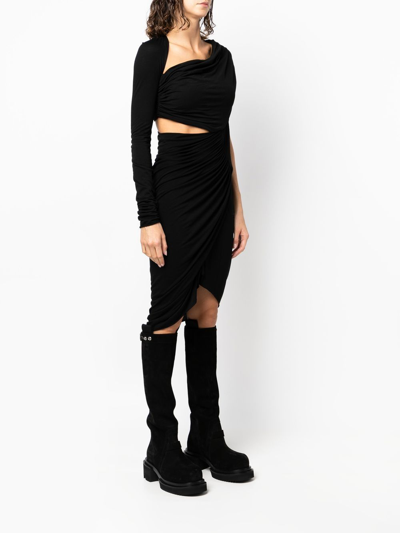 Rick Owens Draped-design Cut-out Detail Dress In Black