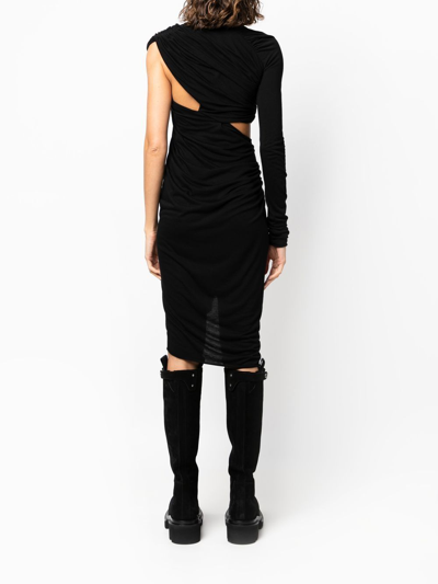 Rick Owens Draped-design Cut-out Detail Dress In Black