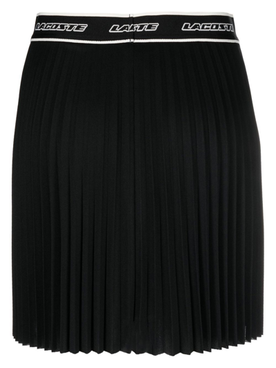 Shop Lacoste Logo-waistband Pleated Skirt In Schwarz