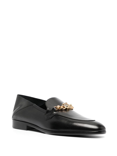 Shop Versace Medusa Chain-link Leather Loafers In Schwarz
