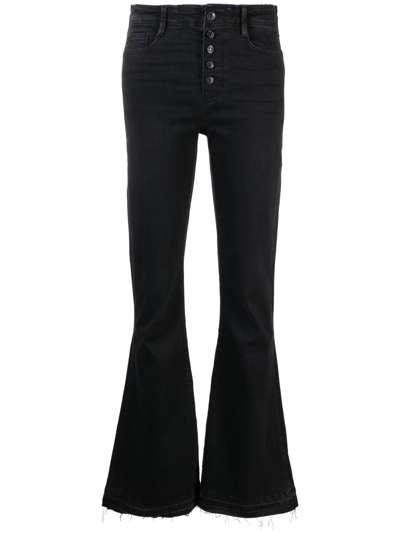 Paige Lou Lou Transcend Black Flared-leg Jeans In Black