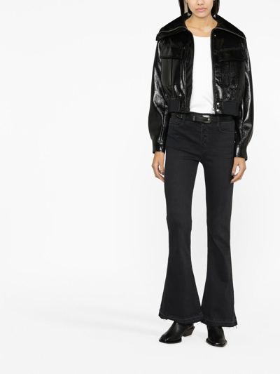 Paige Lou Lou Transcend Black Flared-leg Jeans In Black