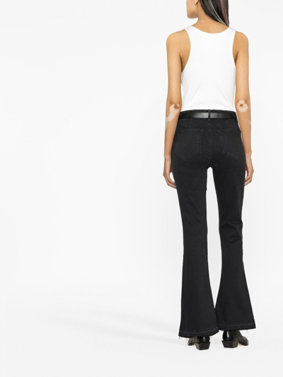 Paige Lou Lou Transcend Black Flared-leg Jeans In Black