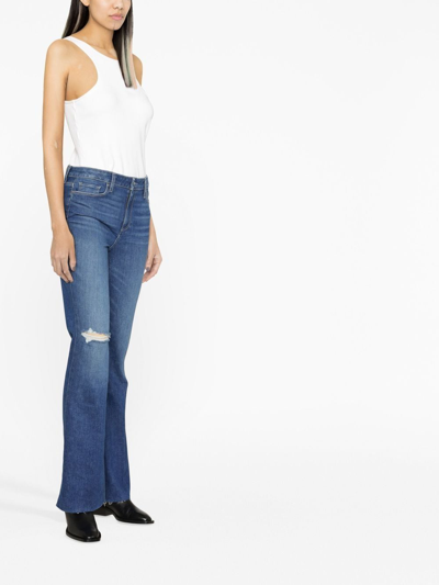 Shop Paige Bootcut Distressed Jeans In Blue