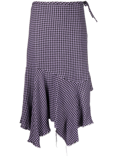 Shop Marques' Almeida Asymmetric Check-print Midi Skirt In Schwarz