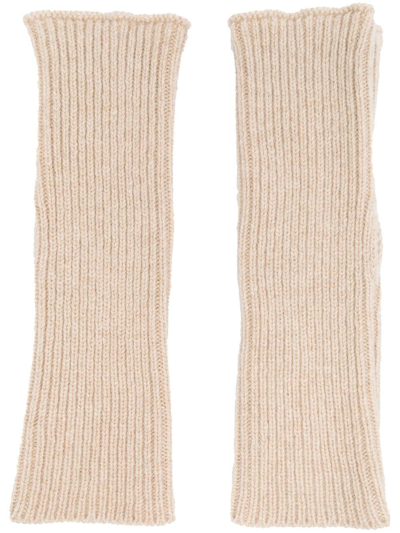 Shop Ma'ry'ya Ribbed-knit Merino Gloves In Nude