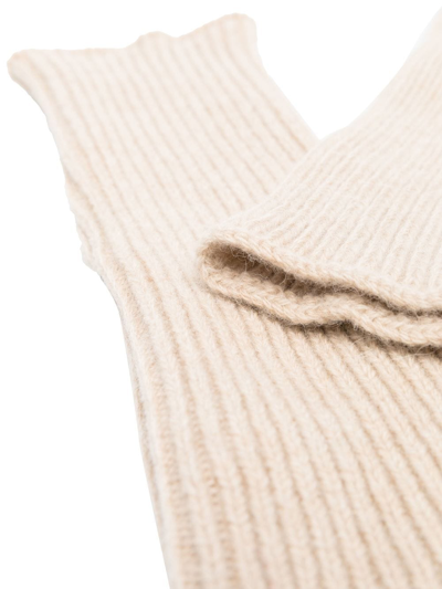 Shop Ma'ry'ya Ribbed-knit Merino Gloves In Nude