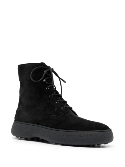 Shop Tod's W.g. Lace-up Suede Boots In Schwarz