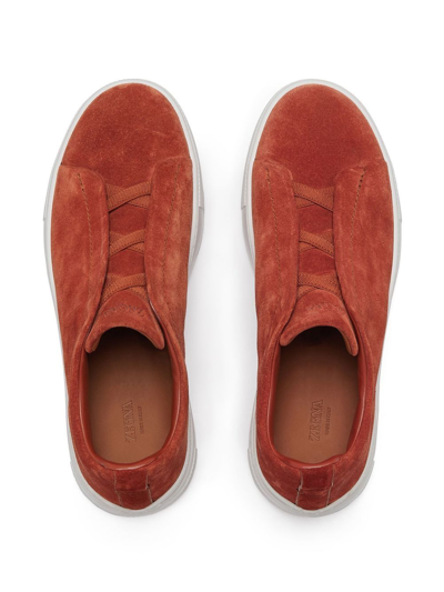 Zegna Suede Low-top Sneakers In Brown