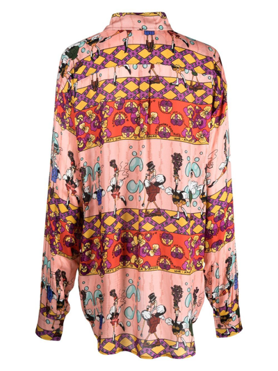 Shop Alessandro Enriquez Cartoon-print Long-sleeve Shirt In Pink