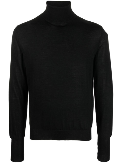 Shop Ma'ry'ya Roll-neck Knitted Jumper In Schwarz