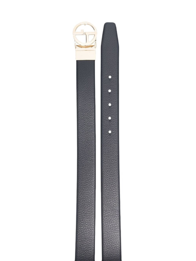 Giorgio Armani Logo-buckle Leather Belt In Blau