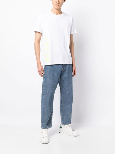 Five Cm Rear-logo Crew-neck T-shirt In Weiss