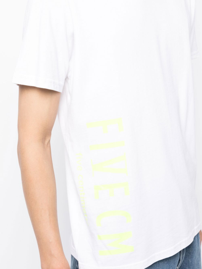 Five Cm Rear-logo Crew-neck T-shirt In Weiss