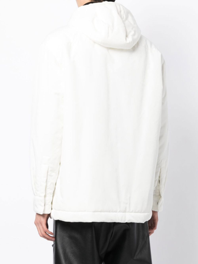 Alyx White Cotton Blend Padded Hooded Jacket In Weiss