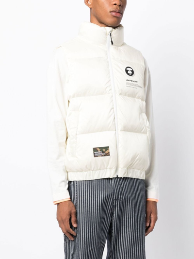 Shop Aape By A Bathing Ape Logo-patch Padded Gilet In Nude