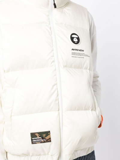 Shop Aape By A Bathing Ape Logo-patch Padded Gilet In Nude