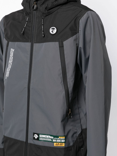 Shop Aape By A Bathing Ape Logo-patch Hooded Zip Jacket In Grau