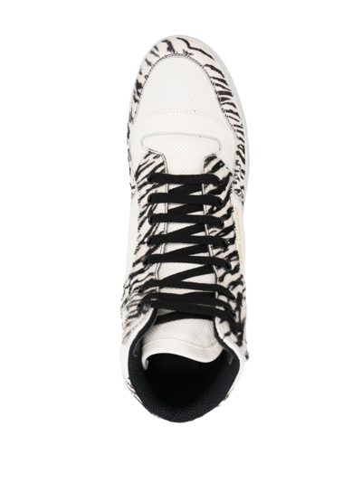 Shop Saint Laurent Zebra-print High-top Sneakers In Weiss