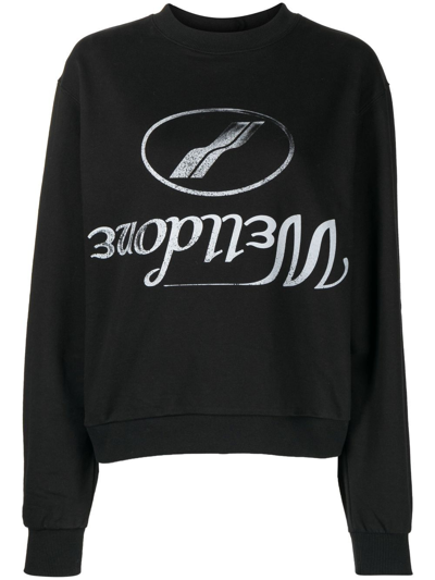 Shop We11 Done Logo-print Cotton Sweatshirt In Black