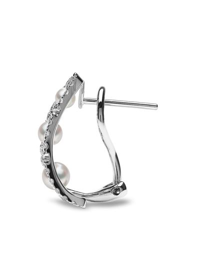 Shop Yoko London 18kt White Gold Raindrop Pearl And Diamond Earrings In Silver