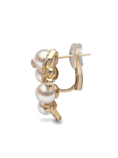 Shop Yoko London 18kt Gold Diamond And Pearl Earrings