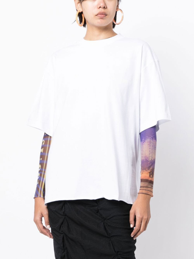 Shop We11 Done Logo-print Layered T-shirt In White