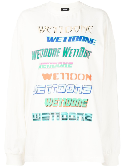 Shop We11 Done Multi-logo Cotton Sweatshirt In White