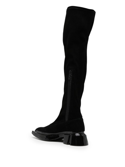 Shop Both Knee-high Low-heel Boots In Black